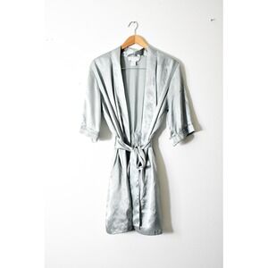 Morgan Taylor Intimates Robe Womens Medium Sage Y2K Polka Dot Satin Wrap‎